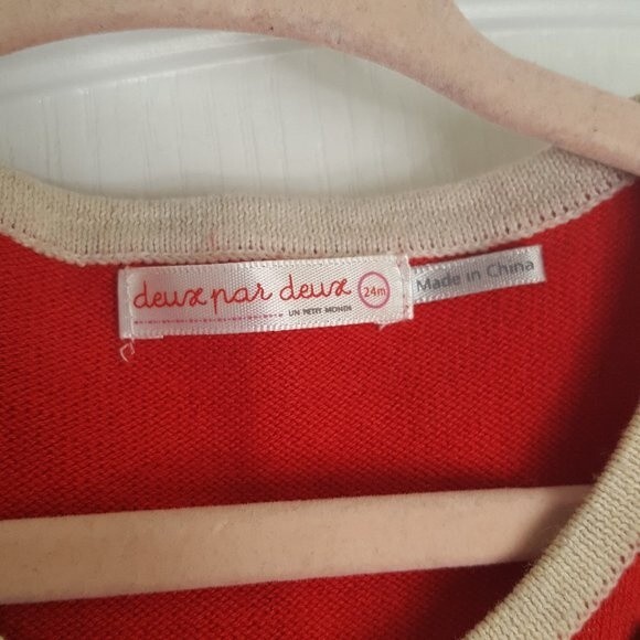 deux par deux Red Cardigan with Polka Dots Hearts Bows - Picture 4 of 4